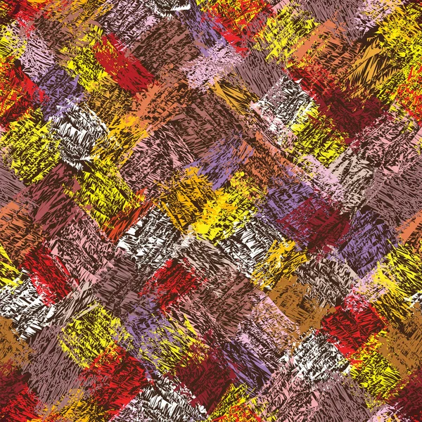 Motif diagonal sans couture avec des éléments rayés grunge colorés — Image vectorielle