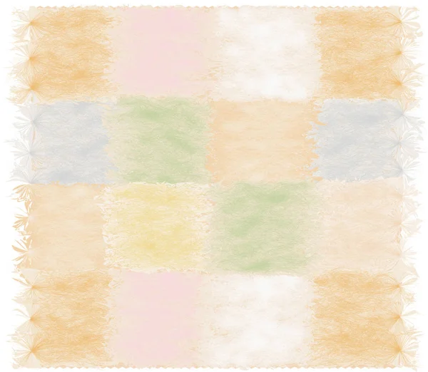Fluffy Mat Geometric Checkered Pattern Rough Square Elements Fringe Pastel — Stockvector