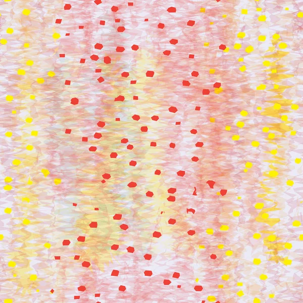 Skvrnitý Bezešvé Vzor Řadami Červených Žlutých Teček Grunge Skvrny Akvarel — Stockový vektor