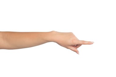 Kadın eli beyaz arkaplanda.