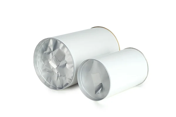 Round  tins  on white background. — Stock Photo, Image
