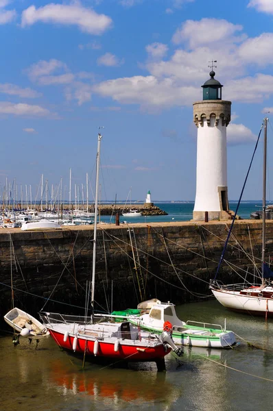 Faro Del Porto Haliguen Quiberon Nel Dipartimento Del Morbihan Nella — Foto Stock