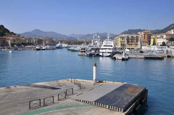 Port Nice Prancis Tenggara Departemen Alpes Maritimes Dengan Suar Dermaga — Stok Foto