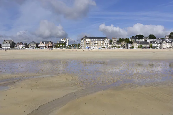 Strand Unter Wolkenverhangenem Himmel Saint Cast Guildo Einer Gemeinde Département — Stockfoto