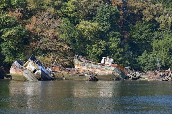 Schiffswracks Hafen Von Douarnenez Einer Gemeinde Departement Finistre Der Bretagne — Stockfoto