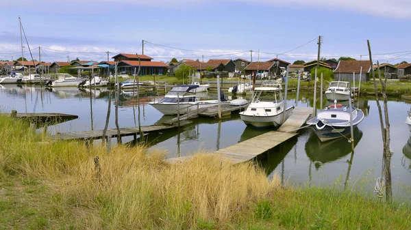 Panoramic Photo Ostreicole Harbor Teste Buch Commune Located Shore Arcachon — Stock Photo, Image