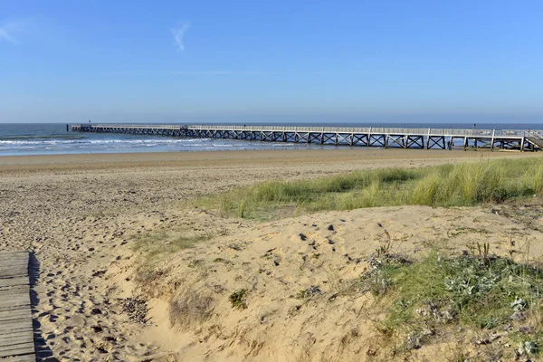 Pier Van Saint Jean Monts Vanaf Duinen Een Gemeente Het — Stockfoto