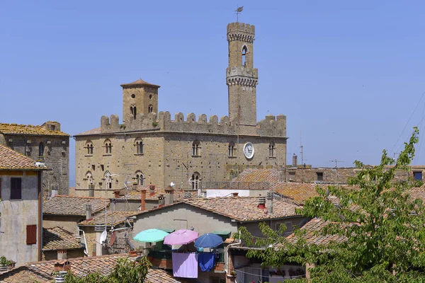 Палац Дей Пріорі Його Вежа Вольтеррі Італійській Комуні Знаходиться Провінції — стокове фото