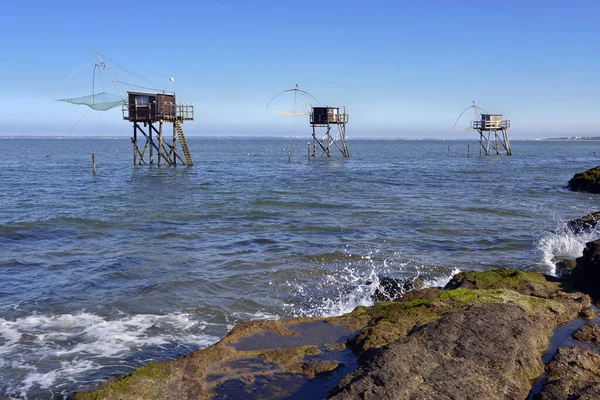 Fishing Carrelets Saint Michel Chef Chef Loire Atlantique Department Western — Stock Photo, Image