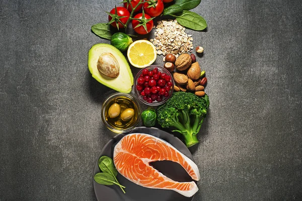 Healthy food with salmon fish — Stock Photo, Image
