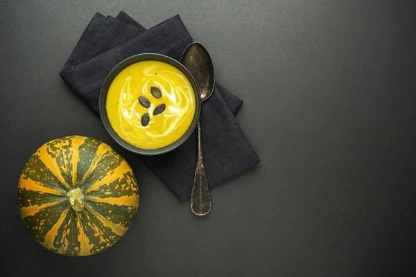 Pumpkin soup with cream — Stock Photo, Image
