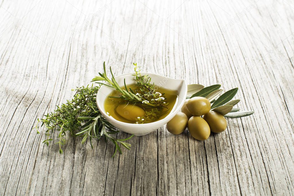 Olive oil with herbs and spices