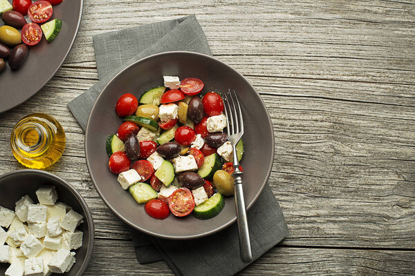 Greek salad with tomato and feta cheese