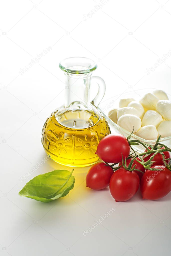Mozzarella cheese with tomato and olive oil