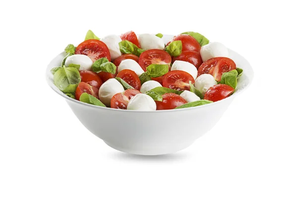 Deliciosa Ensalada Caprese Con Tomates Maduros Queso Mozzarella Con Hojas —  Fotos de Stock