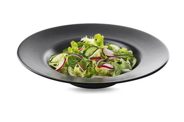 Healthy Green Salad Fresh Vegetables Isolated White Background — 스톡 사진