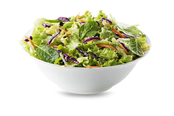 Grüner Salat Mit Frischem Gemüse Isoliert Auf Weißem Hintergrund — Stockfoto