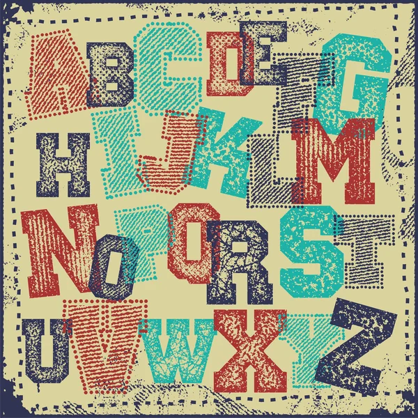 Vintage grunge alfabetet vektor set — Stock vektor