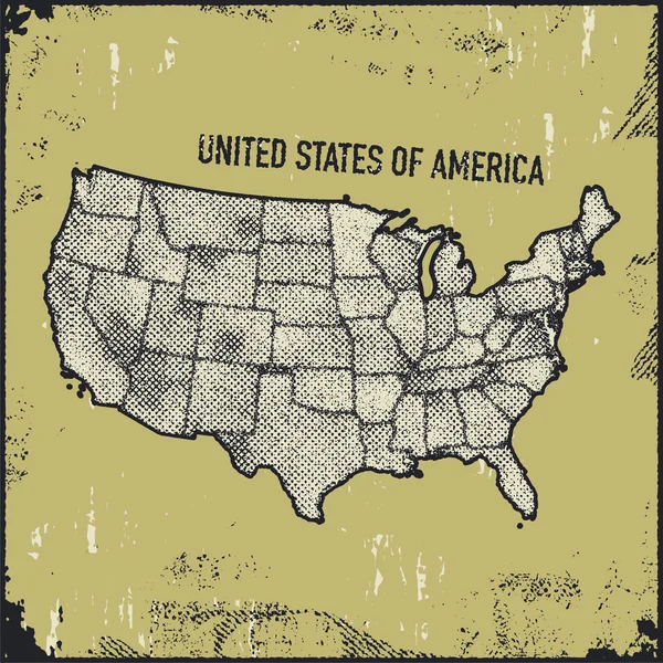 Ретро испортил знаки отличия с картой США . — стоковый вектор