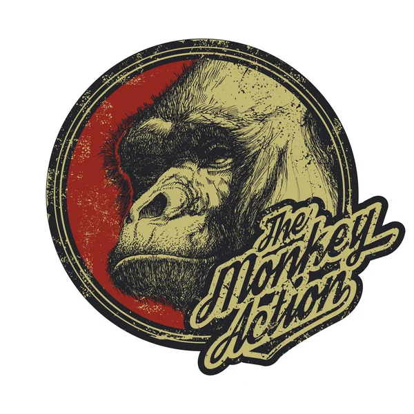 Emblema della mascotte con logo Gorilla Head — Vettoriale Stock