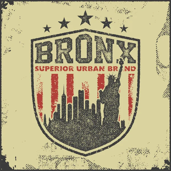Vintage τυπογραφίας bronx t-shirt γραφικών — Διανυσματικό Αρχείο