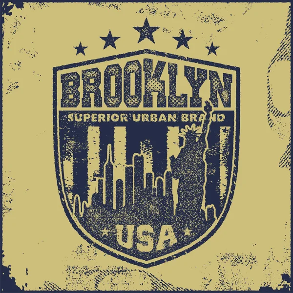 老式的布鲁克林排版 t 恤图形 — 图库矢量图片