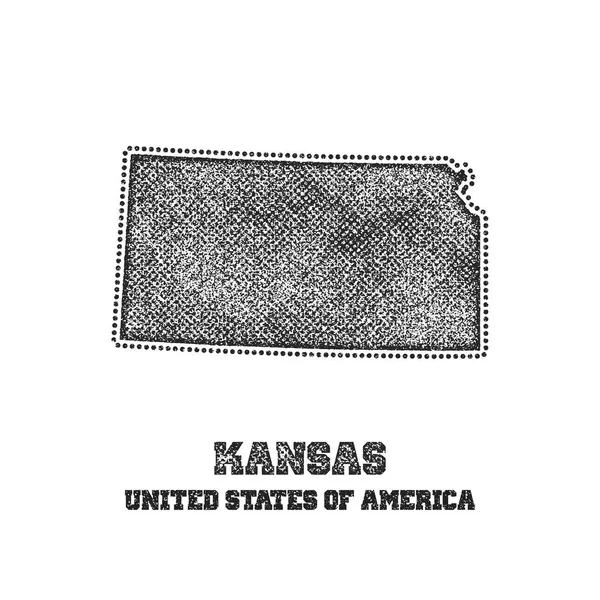 Label with map of kansas. — Stock Vector