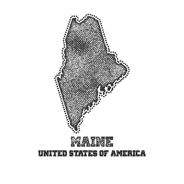 Etikett mit Karte von Maine. — Stockvektor