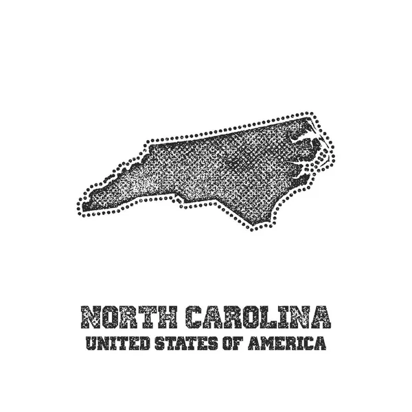 북캐롤라이나의 지도와 라벨. — 스톡 벡터