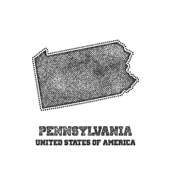 Label met kaart van pennsylvania. — Stockvector