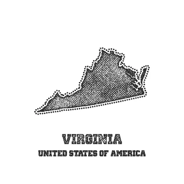 Etiqueta con mapa de virginia . — Archivo Imágenes Vectoriales