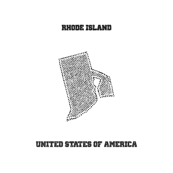 Etiqueta con mapa de la isla de Rhode . — Archivo Imágenes Vectoriales