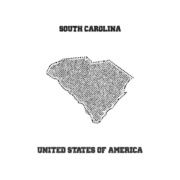사우스 캐롤라이나의 지도와 라벨. — 스톡 벡터
