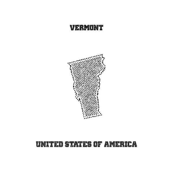 Etikett mit Karte von Vermont. — Stockvektor