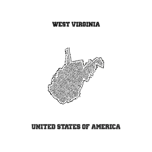 Label met kaart van west virginia. — Stockvector