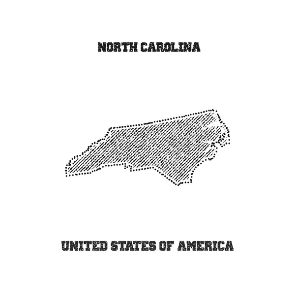 Etiqueta com mapa de carolina do norte . — Vetor de Stock