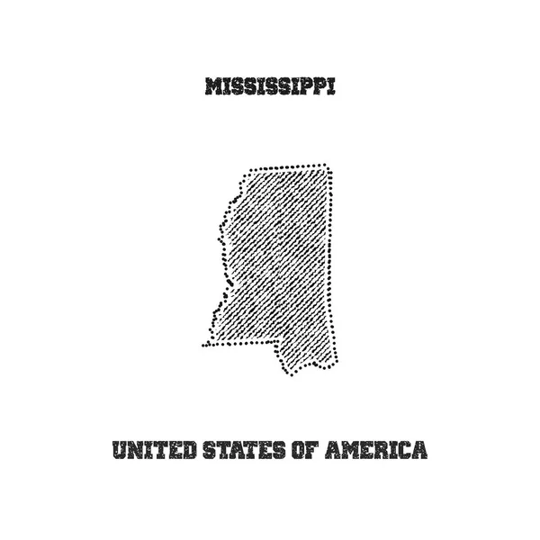 Label met kaart van mississippi. — Stockvector