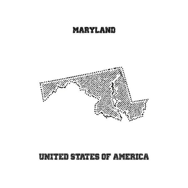 Etikett mit Landkarte von Maryland. — Stockvektor