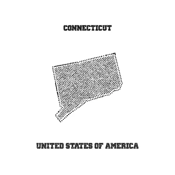 Etikett mit Karte von Connecticut. — Stockvektor