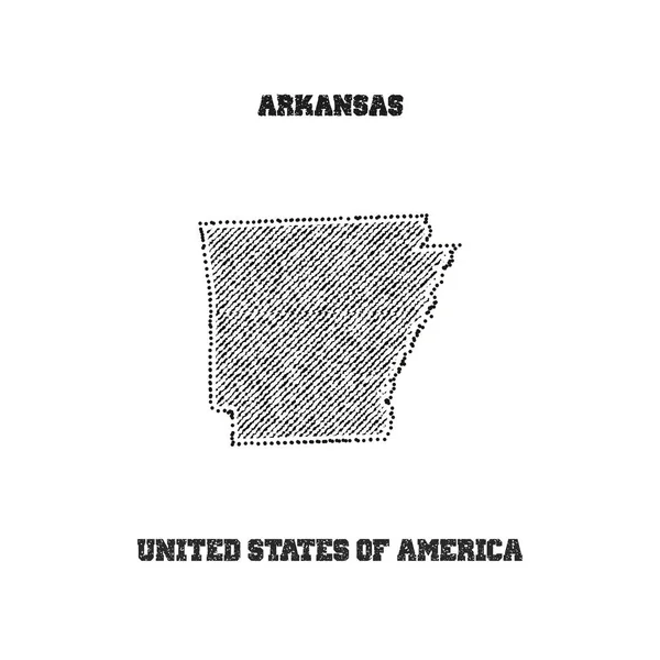 Label met kaart van arkansas. — Stockvector