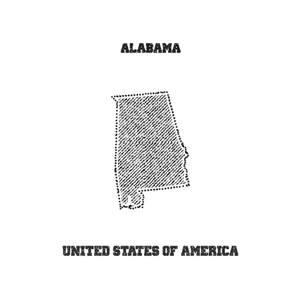 Label met kaart van alabama — Stockvector