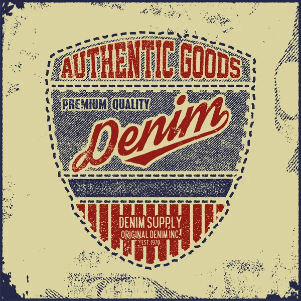 Typographie Denim Vintage, graphismes de t-shirt grunge — Image vectorielle