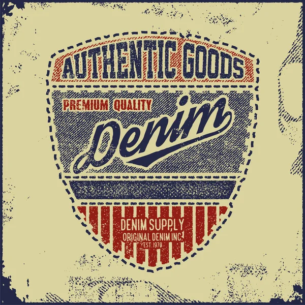 Typographie Denim Vintage, graphismes de t-shirt grunge — Image vectorielle