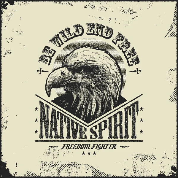 Nativní ducha plakát s eagle — Stockový vektor