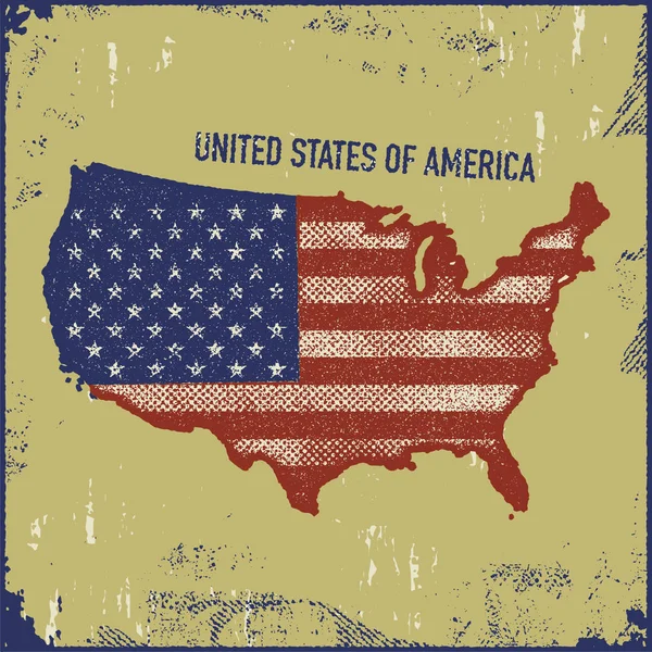 アメリカ地図グランジ スタイル — ストックベクタ
