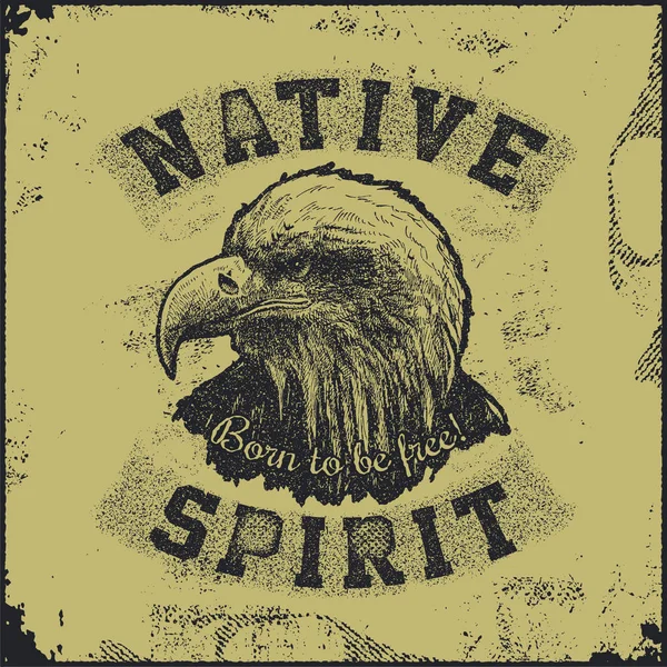 Native spirit poster with eagle — Stock Vector