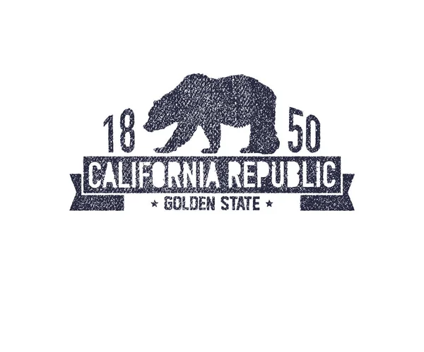 Калифорнийская футболка с медведем гризли . — стоковый вектор