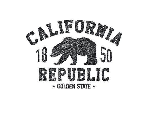 ग्रिज़ली भालू के साथ कैलिफोर्निया टी-शर्ट . — स्टॉक वेक्टर