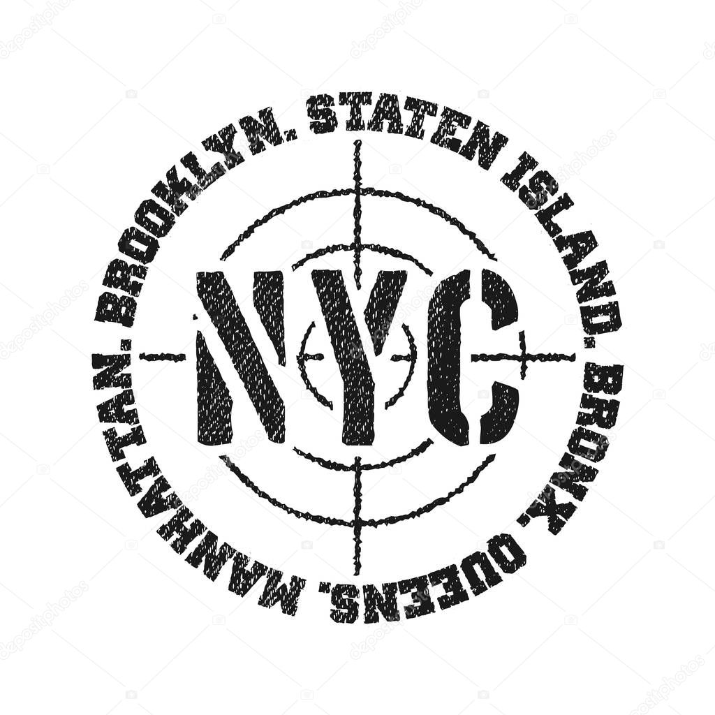 Typography vintage tee print design. NYC. Vector illustration