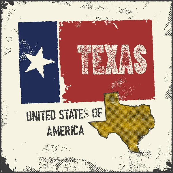 Etiqueta con mapa de texas . — Archivo Imágenes Vectoriales